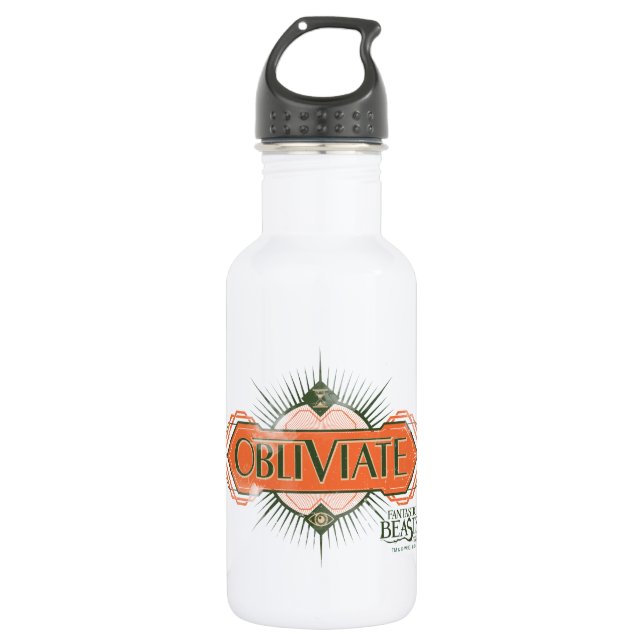 Orange Art Deco Obliviate Zaubergraphie Trinkflasche (Vorderseite)