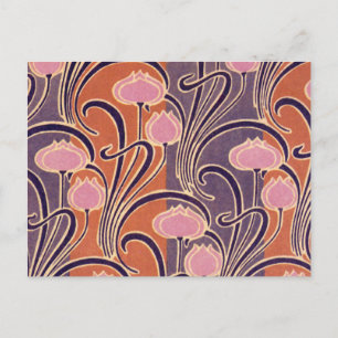 Orange Art Deco Pattern Postkarte