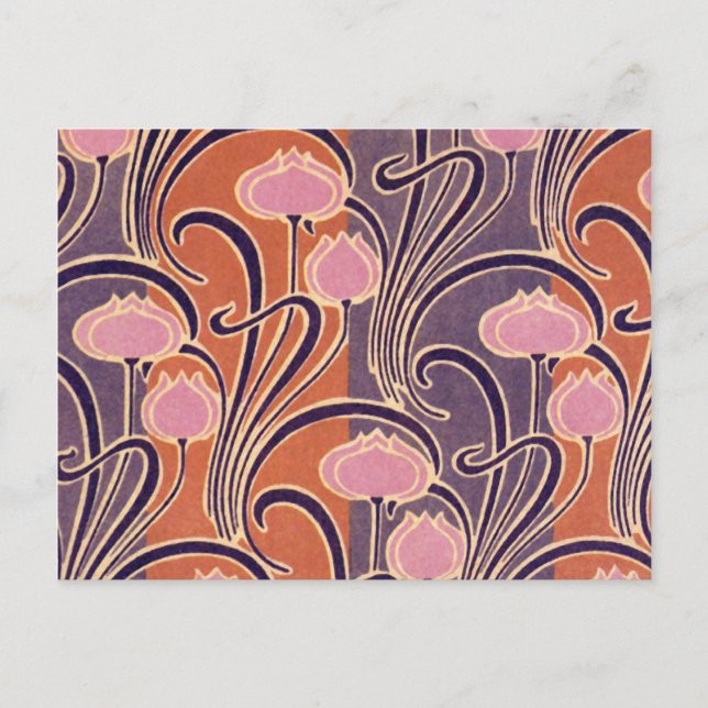 Orange Art Deco Pattern Postkarte (Vorderseite)