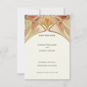 Orange Art Nouveau Save The Date