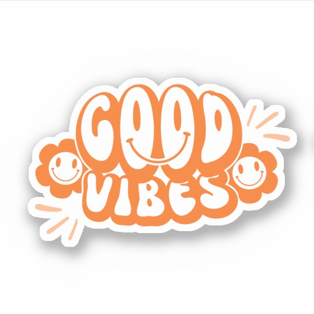 Orange Ästhetische Gute Vibes Aufkleber (Vorderseite)