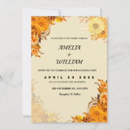 Orange ästhetische Hochzeitseinladungen Einladung