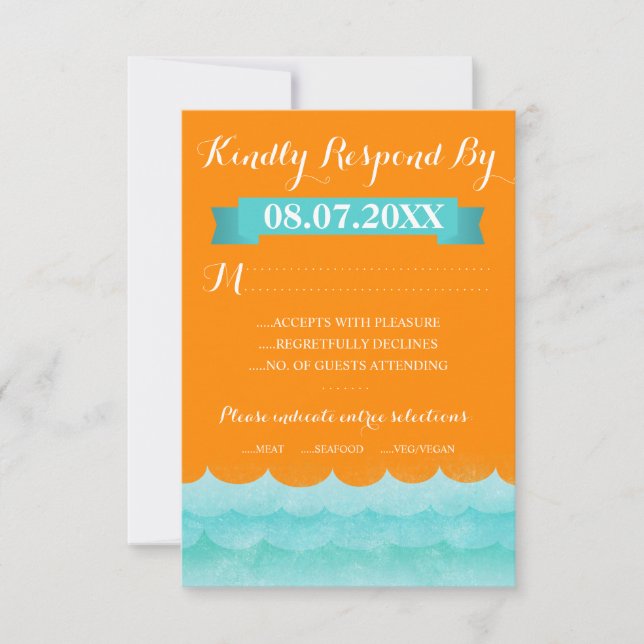 Orange at Sea Nautical Wedding RSVP Cards (Vorderseite)