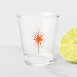 Orange Atomage Sternexplosion Retro Mitte Jahrhund Schnapsglas