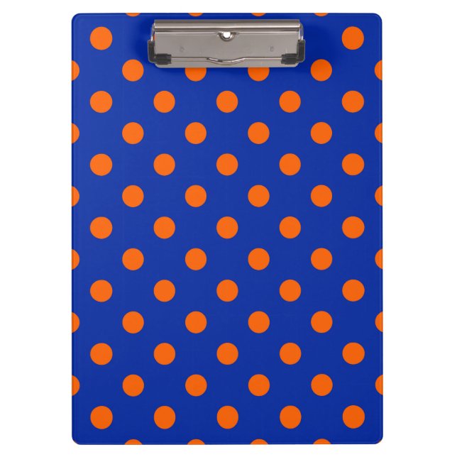 Orange auf Blau Punkte Musterdesign  Klemmbrett (Vorderseite)
