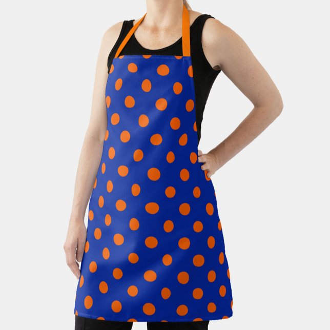 Orange auf Blau Punkte Musterdesign  Schürze (Von Creator hochgeladen)