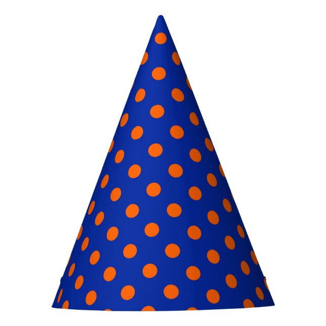 Orange auf blauem Punkte-Musterdesign  Partyhütchen (Vorderseite)