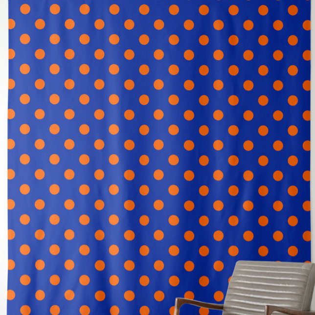 Orange auf blauem Punkte-Musterdesign  Stoff (Von Creator hochgeladen)