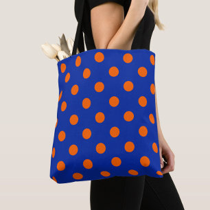 Orange auf blauem Punkte-Musterdesign Tasche