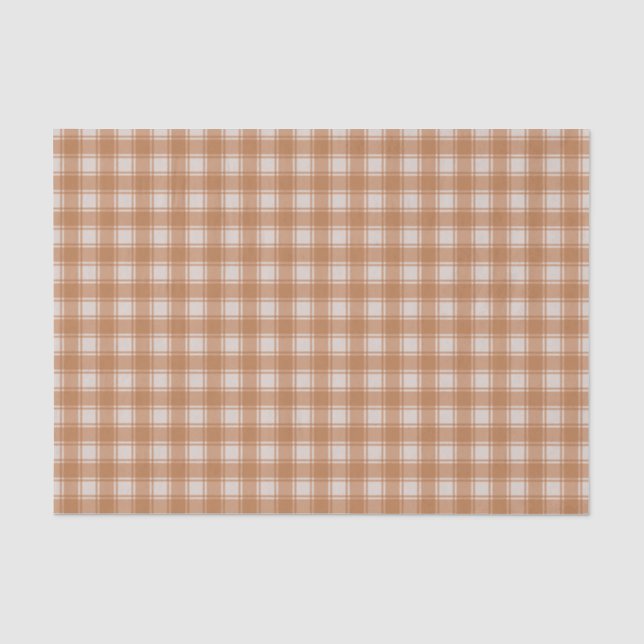Orange auf Cream Gingham Kariert Buffalo Schachbre Seidenpapier (Vorderseite)