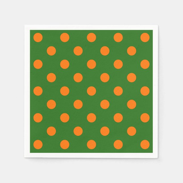 Orange auf Green Polka Dots Design Serviette (Vorderseite)