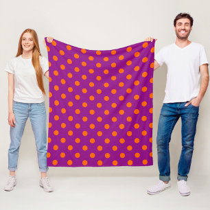 Orange auf Lila Polka Dots Design Fleecedecke