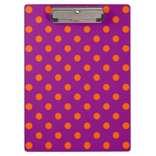 Orange auf Lila Polka Dots Design Klemmbrett