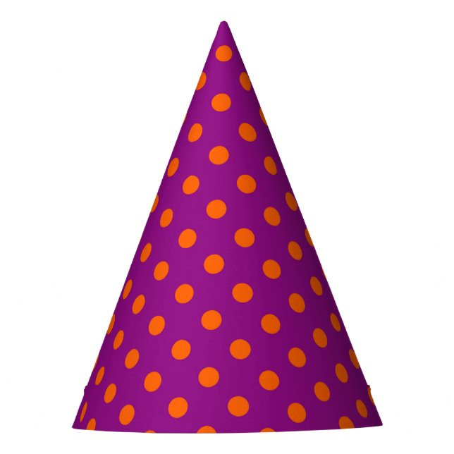 Orange auf Lila Polka Dots Design Partyhütchen (Vorderseite)