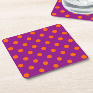 Orange auf Lila Polka Dots Design Rechteckiger Pappuntersetzer
