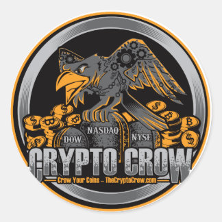 Orange auf schwarzem Krypto Crow Runder Aufkleber