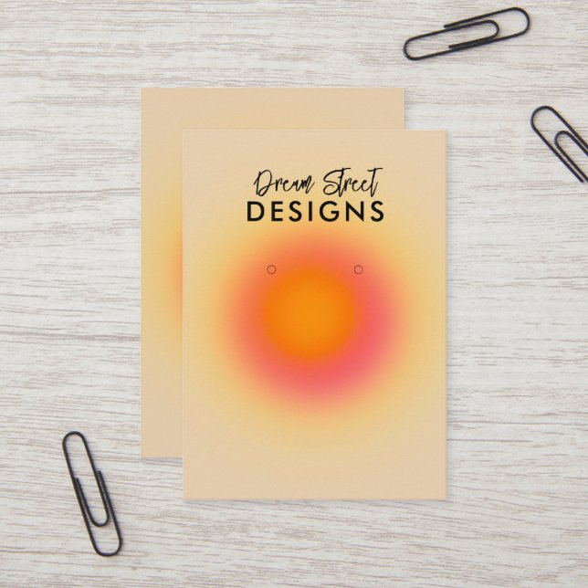 Orange Aura Halo Calligraphy Earring Display Card Visitenkarte (Vorderseite/Rückseite Beispiel)