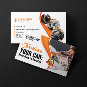 Orange Auto-Wasch-Wachs-Autodetailing-Service Visitenkarte
