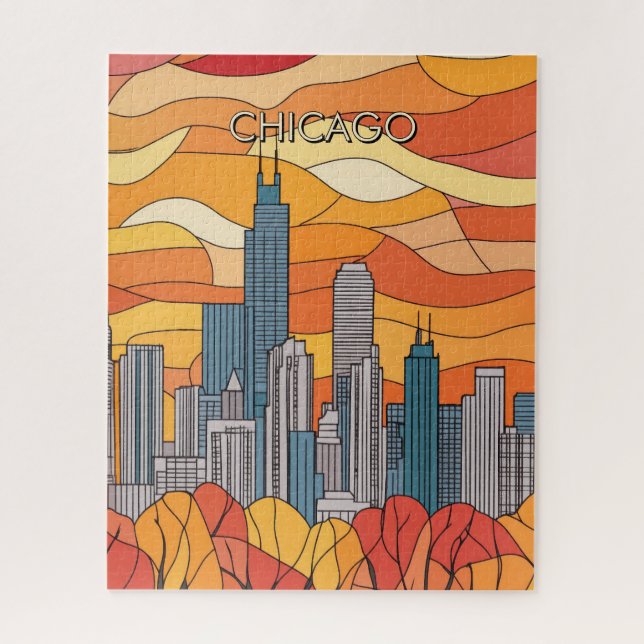 Orange Autumn in Chicago Travel (Vertikal)