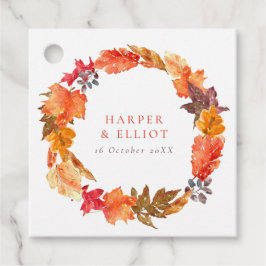 Orange Autumn Leaves Wreath Hochzeit im Herbst Geschenkanhänger