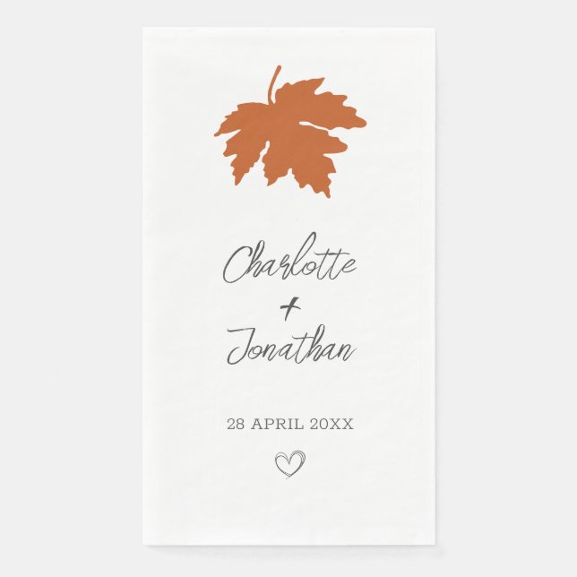 Orange Autumn Maple Leaf Wedding Serviette (Vorderseite)
