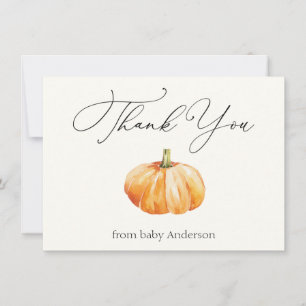 Orange Autumn Pumpkin Danke Note Card Mitteilungskarte
