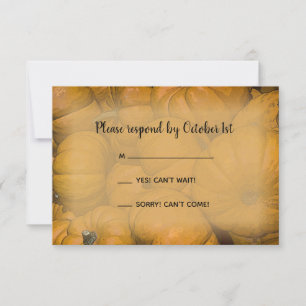 Orange Autumn Pumpkins Wedding RSVP Response Card Karte