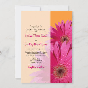 Orange avec Gerbera rose Faire-part de mariage mar