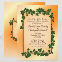 Orange avec vignes Mariage de automne Invitation