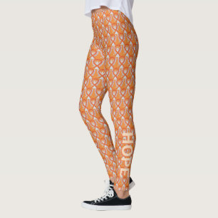 Orange Awareness Ribbon Angel Cat Custom Leggings