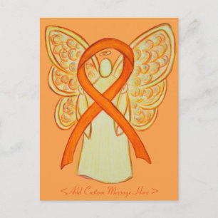 Orange Awareness Ribbon Angel Custom Postcard Postkarte