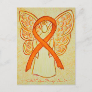 Orange Awareness Ribbon Angel Custom Postcard Postkarte