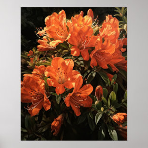 Orange Azalea Blume Art Print Poster