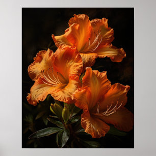 Orange Azalea Blume Art Print Poster