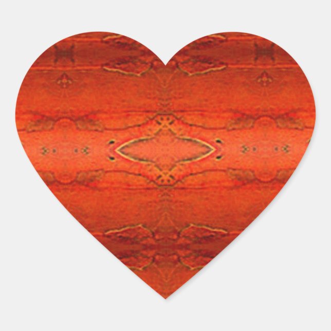 Orange Aztec Muster Herz-Aufkleber (Vorderseite)