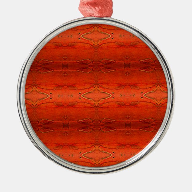 Orange Aztec Muster Ornament Aus Metall (Vorne)