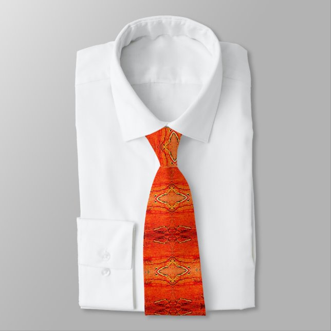 Orange Aztec Pattern Necktie Krawatte (Gebunden)