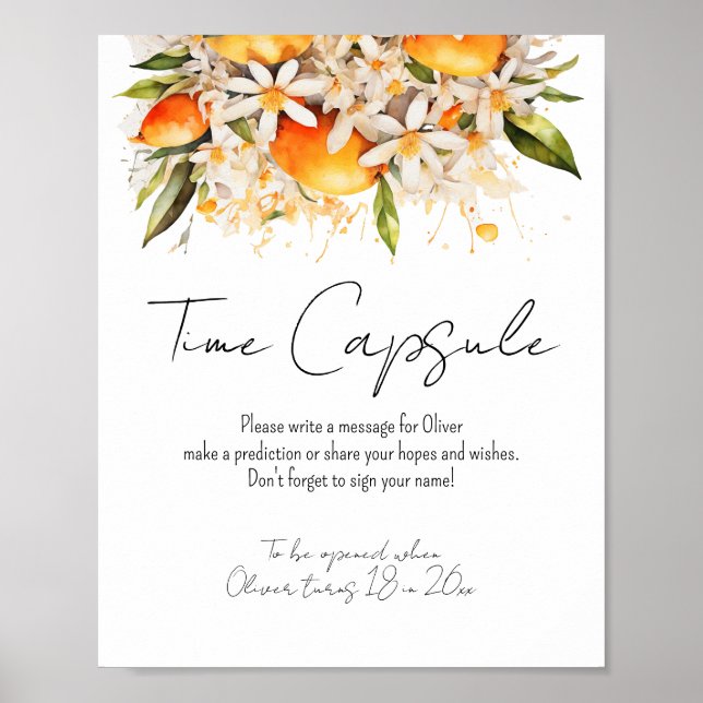 Orange Baby Shower Citrus Time Kapsel Poster (Vorne)