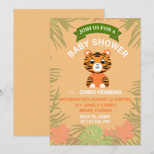 Orange Baby Tiger Baby Dusche Einladung