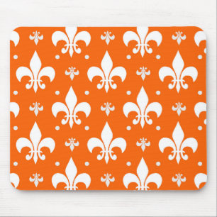 Orange Background Fleur-de-lis Muster Design Mousepad