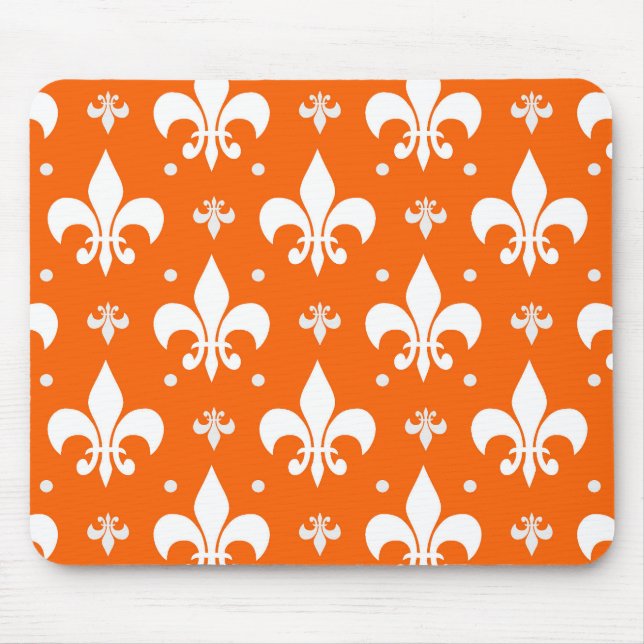 Orange Background Fleur-de-lis Muster Design Mousepad (Vorne)