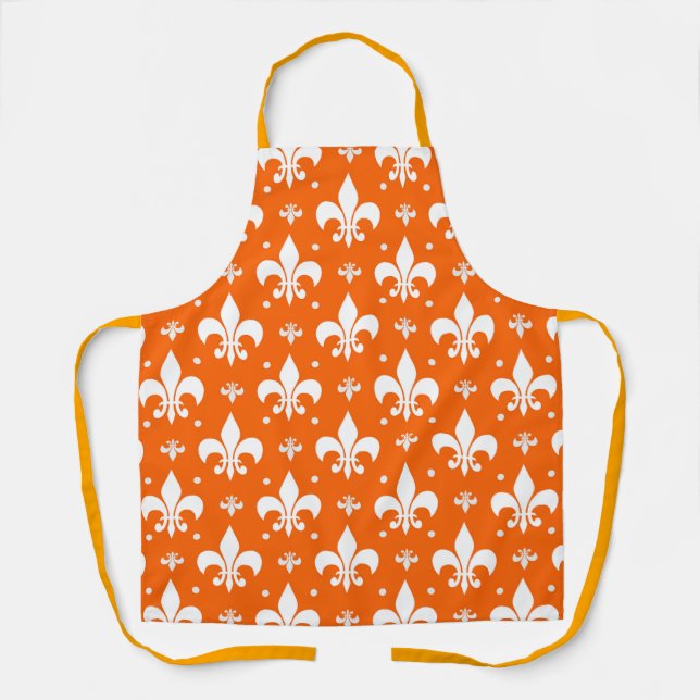Orange Background Fleur-de-lis Muster Design Schürze (Vorderseite)