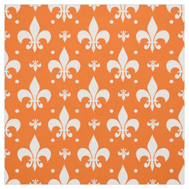 Orange Background Fleur-de-lis Muster Design Stoff (Muster)