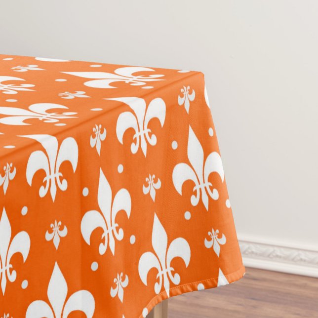 Orange Background Fleur-de-lis Muster Design Tischdecke (Von Creator hochgeladen)