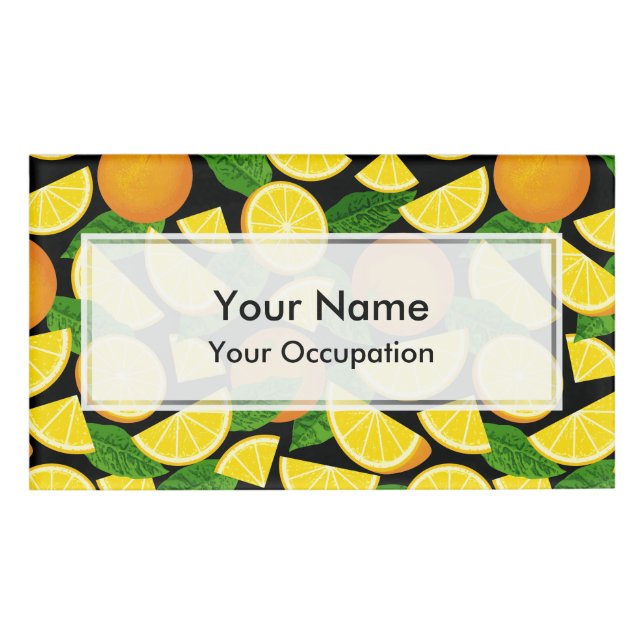 Orange Background Namenschild (Vorderseite)