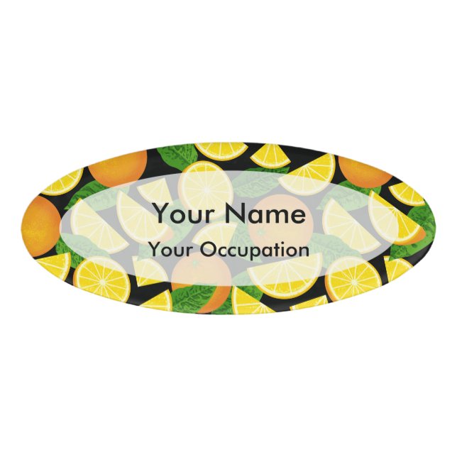Orange Background Namenschild (Vorderseite)