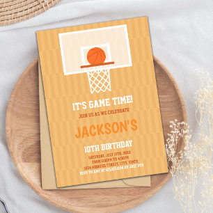 Orange Backside Basketball Anniversaire Invitation