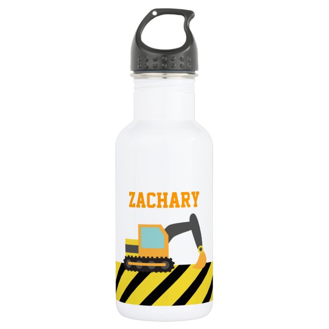 Orange Bagger, Bau-Fahrzeug, für Kinder Edelstahlflasche (Vorderseite)