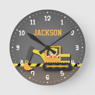 Orange Bagger Bauraum Jungen Zimmer Dekoration Runde Wanduhr