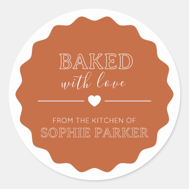 Orange Baked With Love From Scallop Label Sticker (Vorderseite)